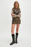 Girls Classic Lattice Retro-Print Long-Sleeved Top