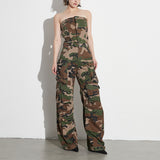 Fongt Personality Hipster Wind Series 2024 Autumn Chest Button Door Multi-Pocket Women's Casual Jumpsuit-Outfit