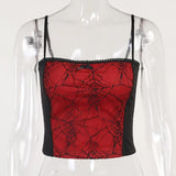 Dark Mall Goth Emo Harajuku Lace Camis E-girl Women Summer Aesthetic Clothes Bodycon Backless Strap Patchwork Crop