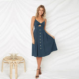 New Sexy Fashion Sling Button Back Bow Dress-Outfit