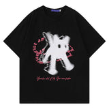 Kitten Print Letter Oversized T-shirt-Outfit