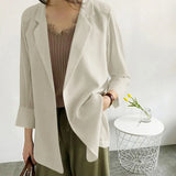 Fongt And Long Loose Chiffon Small Suit Female Chic Summer White Suit Large Size Sunscreen Clothing Thin Coat Air Conditioning Shirt-Outfit