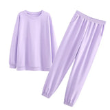 2020 Autumn Women's sets cotton suit oversized 2 pieces o neck female casual hoodies sweatshirt pants suits