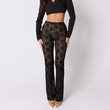 High Waist Sheer Lace Pants-Outfit