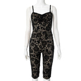 Fongt Women's Spring And Summer Sling Lace Creasant Creasant Clenched Waist Tight Five-Pants