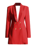 Famous Wind Deep V-Rece Collar Waist Suit Suit 2025 Summer New Temperament Heavy Industry Hot Diamond Design Suit Jacket