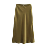 Fongt Women's Clothing INS Explosive Silk-Sense Texture With Belt Half-Dress