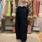 Korean Fashion Hippie Baggy Trousers Women Stitching Pockets Cargo Pants Drawstring Low Waist Casual Jogging