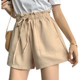 Fongt Suit Shorts Female Large-Size Korean Version Of Loose 2023 New Summer High-Waisted A-Leg Broad Leg