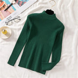 Autumn Women Pullover Sweater Half Turtleneck Long Sleeve Knitted Jumper Winter Elastic Solid Basic Ladies Blouse New