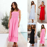 Fongt Fresh And Sweet Simple Solid Color Sling Dress-88204-Outfit