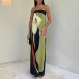Fongt New Women's Fashion Sleeveless Off-Shoulder Avant-Garde Sexy Backback Print Winter