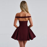 Fongt Women's Fall 2024 New Sexy V Neck Low Cut Hot Girl Show Back Solid Color Slim Dress