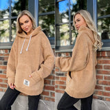 Fongt New Flannel Loose Hooded Long-Sleeved Woolen Coat
