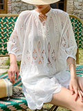 Fongt Holiday Small Fragrant Suit White Embroidery Top + Shorts European Oil Women's Clothing Set Women's