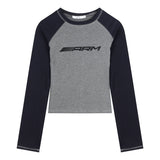 Logo Graphic Long Sleeve Crop Top-Outfit