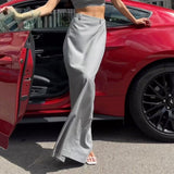 Fongt 2023 Women's Commuter French Gray Skirt High Waist Temperament Shows Thin Fishtail Skirt-Outfit
