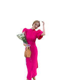 Strap Bubble Sleeve Back Dress Summer 2023 New Design Sense French Temperament Waist Show Thin Skirt-Outfit