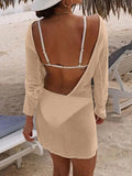 Color Backless Long Sleeve Wrap