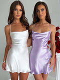 Bandage Mini Dress Backless Sexy Bodycon Satin Dresses 2023 Summer Chic Elegant Party Wedding Dresses for Women