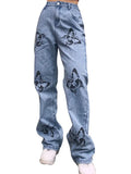 Print Is Slim And Simple Jeans Woman-Outfit