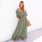 Summer Sun Protective Double-breasted Drawstring Dress