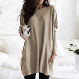 Autumn Pullover Casual Round Neck Long Sleeve Pocket T-shirt