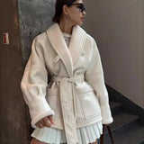 Fongt Autumn And Winter New Fashion Temperament Fur Integrated Korean Version Of Long-Sleeved Splicing Coat Woman