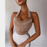 Explosion Suspension Dress Twist Dress Dress Dresses Sexy V-Neck Nail Pearl Long