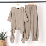 ZANZEA Fashion 2PCS Wide Leg Pants Sets Spring O-Neck Long Sleeve Blouse Suits Oversized Women's Tracksuit Casual Solid