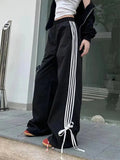 Stripe Bow Baggy Sweatpants-Outfit