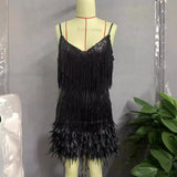 Fashion Tanne Tanneruse Feather Splicing Dress