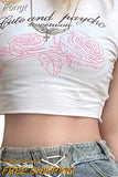 Women Goth Clothes y2k Crop Tops Summer 2023 T shirts Grunge 2000s Trashy Aesthetic Short Sleeve Tees Young Girls