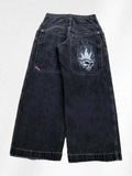 Men's Jeans Y2K Bag Vintage High-Quality Pattern Hip-Hop Street Leisure Men Harajuku Wide Legs-Outfit