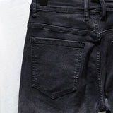 Fongt Black Denim Shorts Men's Summer Slim Retro Mids Pants Gradient Elastic Five-Point Trousers