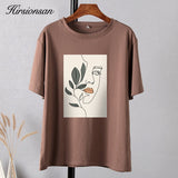 Gothic Graphic T Shirt Women 2021 Summer New Oversized Cotton Tees Casual Aesthetic Character Printed O Neck