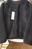 Fur Women Coats Autumn Winter Solid Thick Warm V-Neck Long-Sleeved Casual All Match Female Outwear