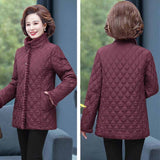 Winter Jacket Plus Velvet Padded Coat Middle-Aged Women Stand-up Collar Wadded Jackets Thick Warm Short Outwear