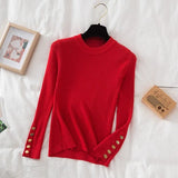 Thick Pullovers Khaki Casual Button O-neck Chic