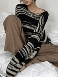Oversized Stripe Jumper Knit Sweater-Outfit