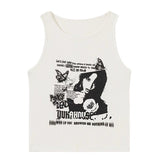 Gothic Punk Printed Rib Crop Tank Top-Outfit