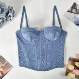 Fongt Women's New Thin Lace Sexy Plastic Suit Strap Top-Outfit