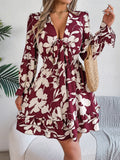 2025 Leisure Flowers Long Sleeve Wood Ear A Skirt Women's
