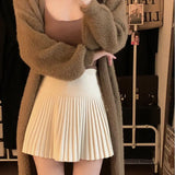 Fongt Autumn And Winter Elastic High Waist 100 Folds Skirt Women Short A-Word Bag Hip Wear Thick Hairs Of The Skirt White