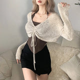 Fongt 2023 Summer New Women's Fashion Sexy Trend Wind Two-Piece Strap Waist Crop T-Shirt-Outfit