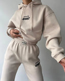 Fongt Casual Plus Velvet Long-Sleeved Hooded Trousers Set For Autumn/Winter 2025