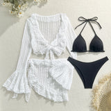 2024 New Sexy Lace Mesh Four-Piece Swimsuit