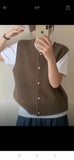 Version Short Knitted Vest Women's New 2024 Spring And Autumn Style Loose Inner Shoulder Folded Sleeveless Blouse-Outfit