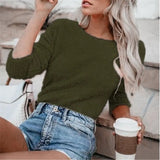 Fongt Women'swear Wish New Solid Color Fashion Long Sleeve Cashmeat Shirt