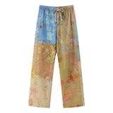 New Spliced Print Shirt 3287178 Pajamas Flared Pants 3291177-Outfit